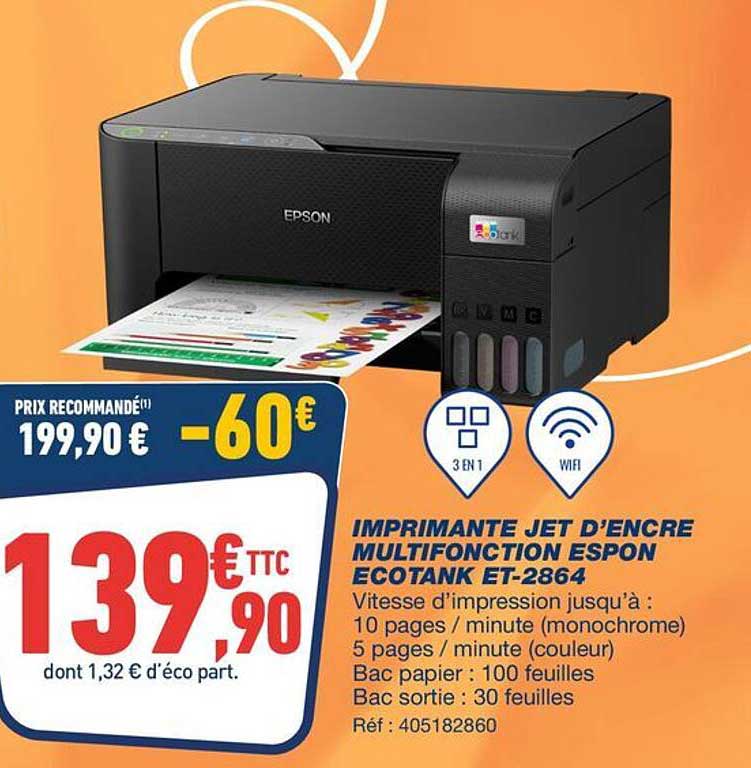IMPRIMANTE JET D'ENCRE MULTIFONCTION ESPON ECOTANK ET-2864