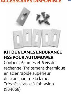 KIT DE 6 LAMES ENDURANCE HSS POUR AUTOMOWER