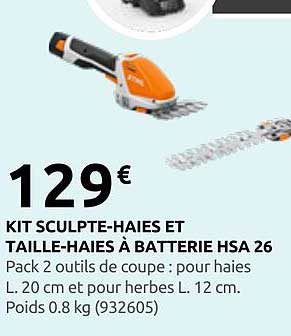 KIT SCULPTE-HAIES ET TAILLE-HAIES À BATTERIE HSA 26