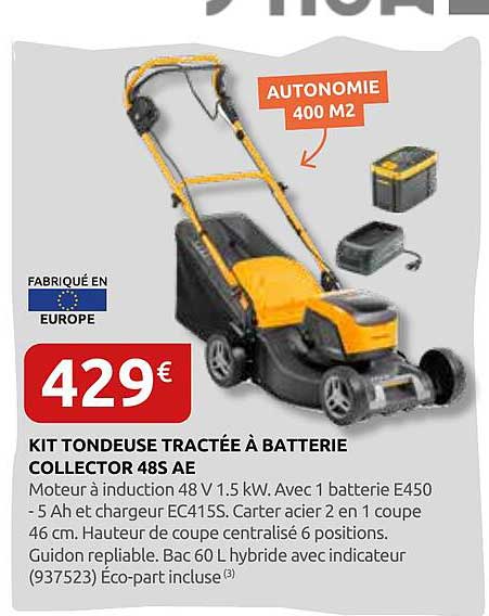 KIT TONDEUSE TRACTÉE À BATTERIE COLLECTOR 48S AE