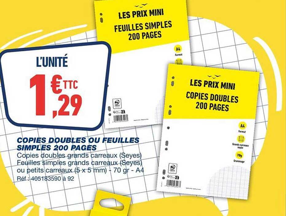 LES PRIX MINI FEUILLES SIMPLES 200 PAGES