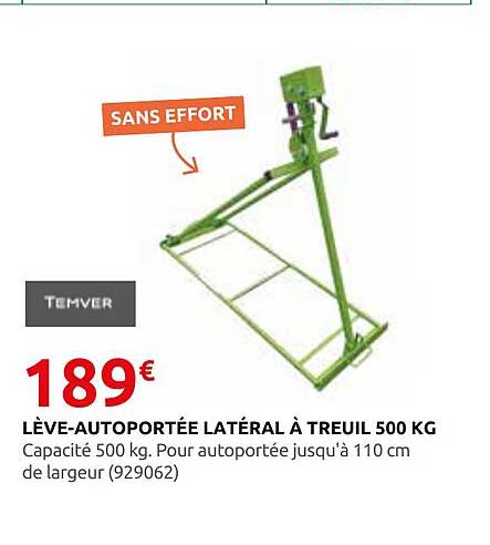 LÈVE-AUTOPORTÉE LATÉRAL À TREUIL 500 KG