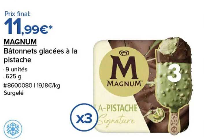 MAGNUM Bâtonnets glacées à la pistache