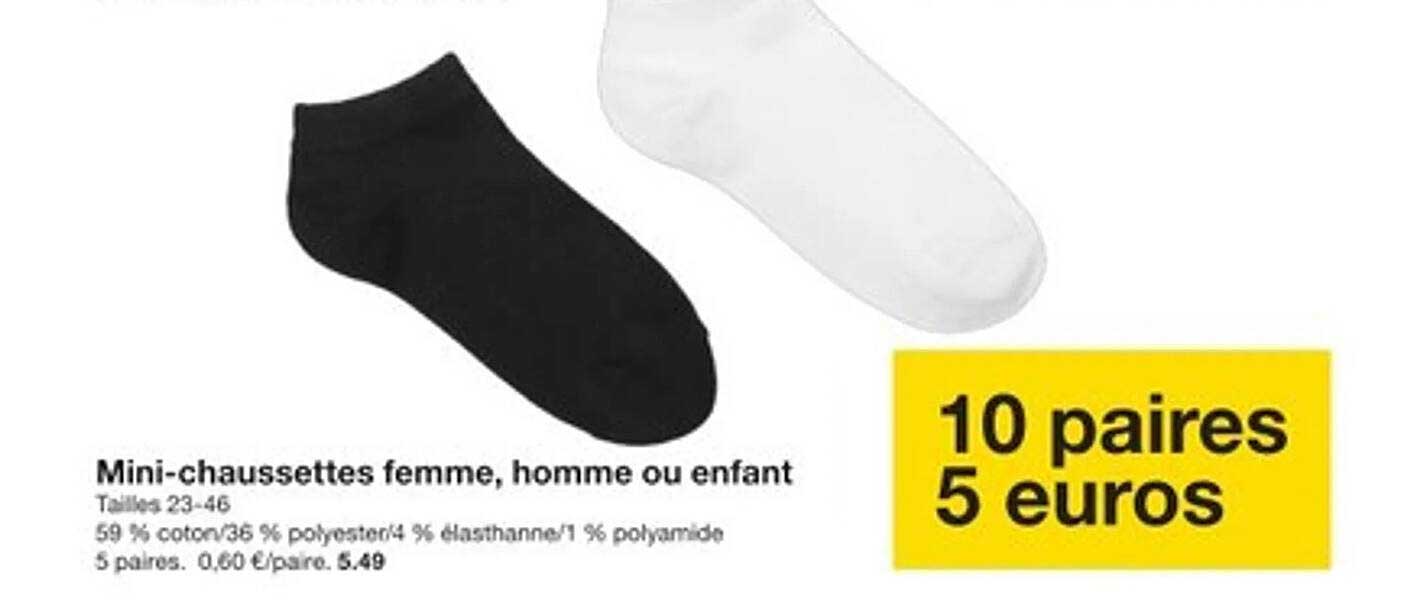 Mini-chaussettes femme, homme ou enfant