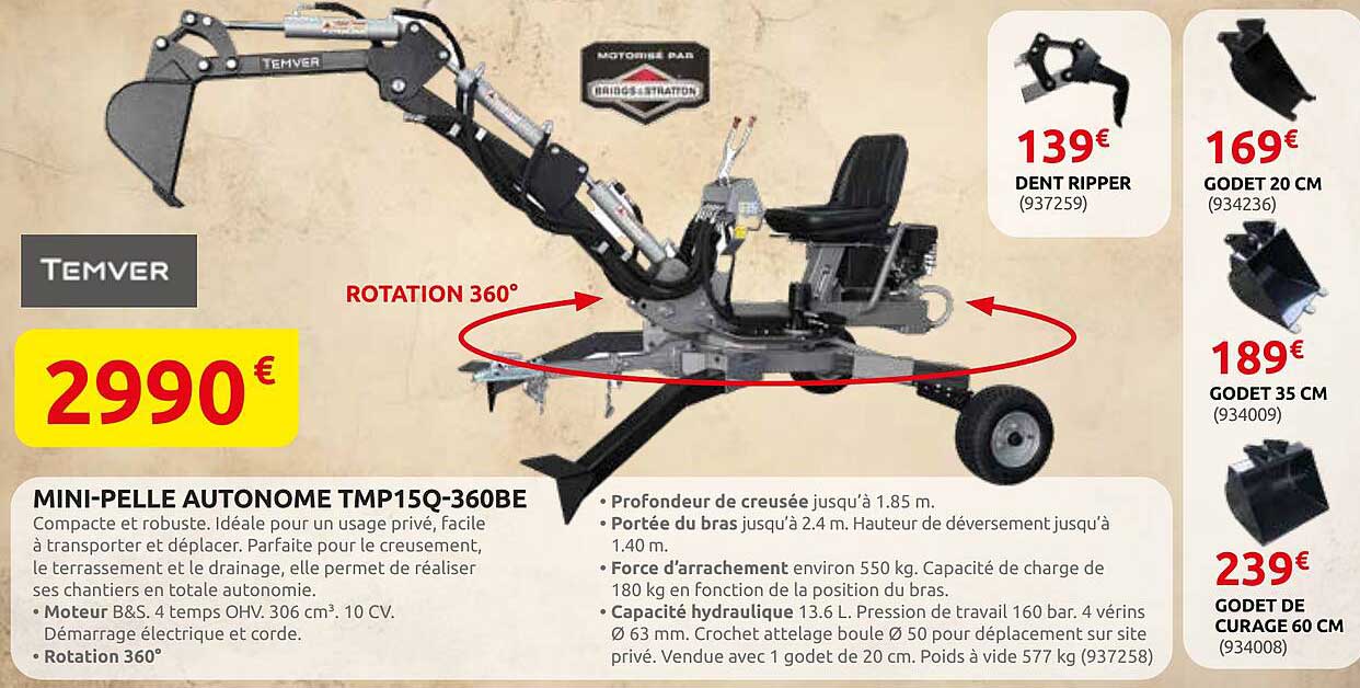 MINI-PELLE AUTONOME TMP15Q-360BE