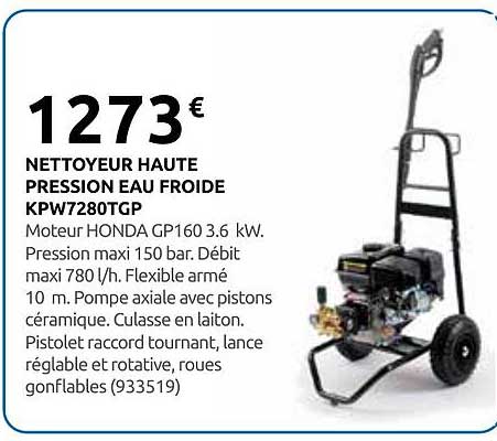 NETTOYEUR HAUTE PRESSION EAU FROIDE KPW7280TGP