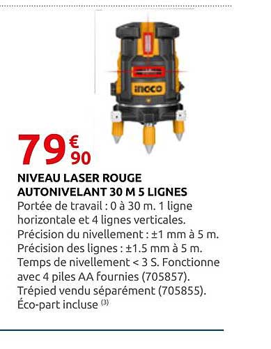 NIVEAU LASER ROUGE AUTONIVELANT 30 M 5 LIGNES