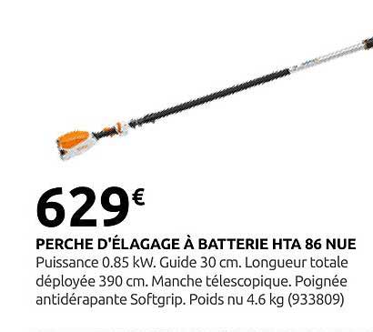 PERCHE D'ÉLAGAGE À BATTERIE HTA 86 NUE