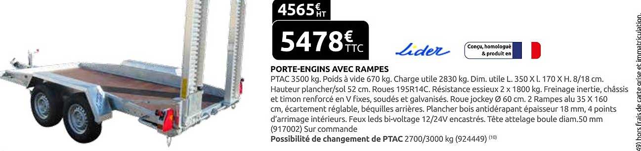 PORTE-ENGINS AVEC RAMPES