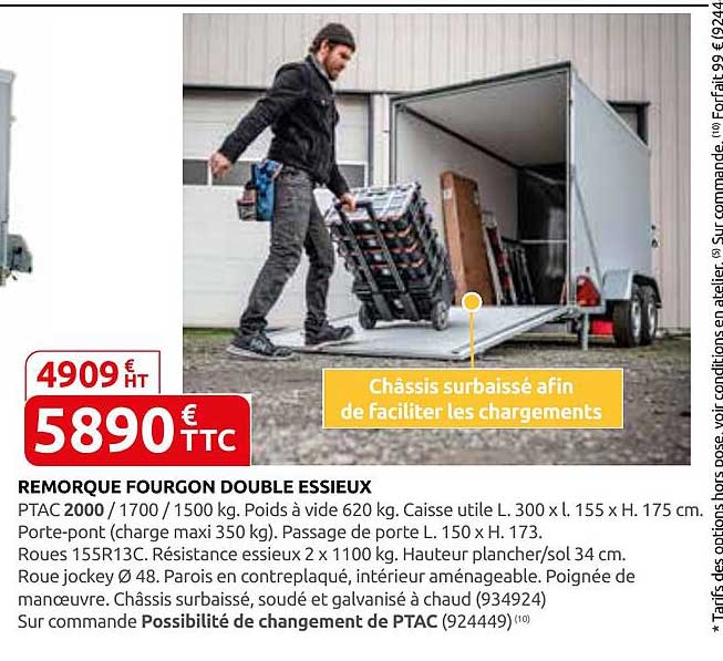 REMORQUE FOURGON DOUBLE ESSIEUX