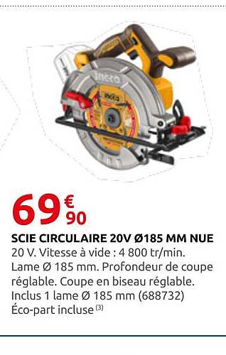 SCIE CIRCULAIRE 20V Ø185 MM NUE