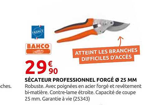 SÉCATEUR PROFESSIONNEL FORGÉ Ø 25 MM