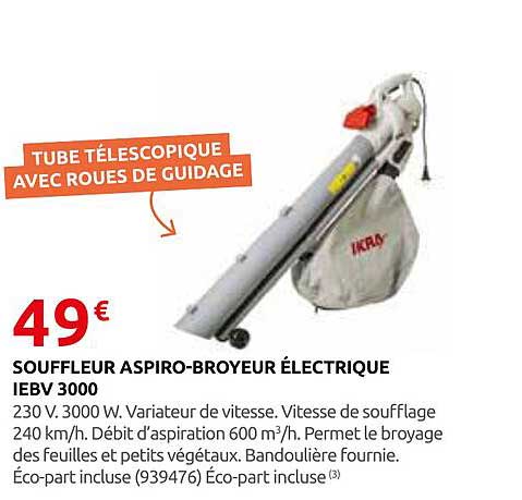 SOUFFLEUR ASPIRO-BROYEUR ÉLECTRIQUE IEBV 3000