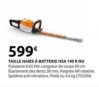 TAILLE HAIES À BATTERIE HSA 140 R NU