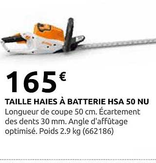 TAILLE HAIES À BATTERIE HSA 50 NU