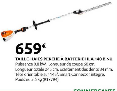 TAILLE-HAIES PERCHE À BATTERIE HLA 140 B NU