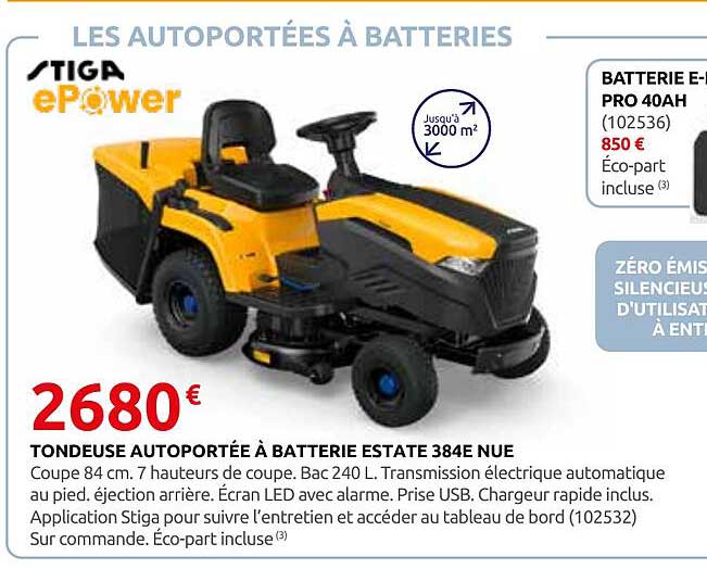TONDEUSE AUTOPORTÉE À BATTERIE ESTATE 384E NUE