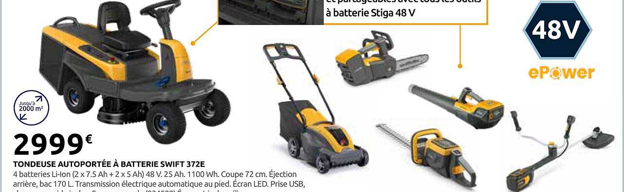 TONDEUSE AUTOPORTÉE À BATTERIE SWIFT 372E
