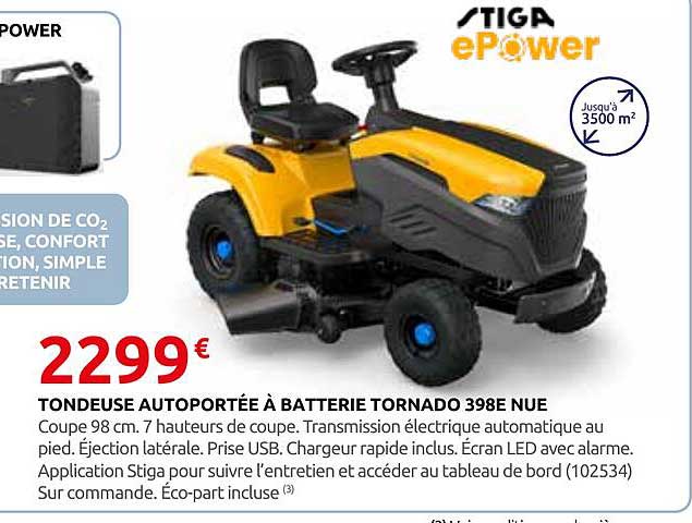 TONDEUSE AUTOPORTÉE À BATTERIE TORNADO 398E NUE