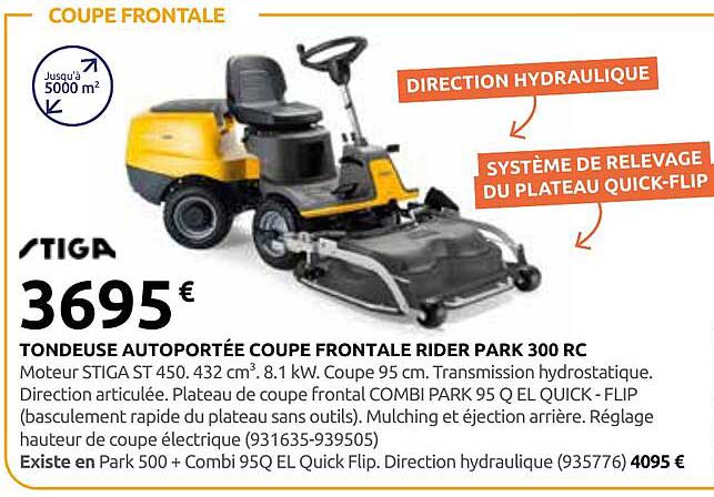 TONDEUSE AUTOPORTÉE COUPE FRONTALE RIDER PARK 300 RC