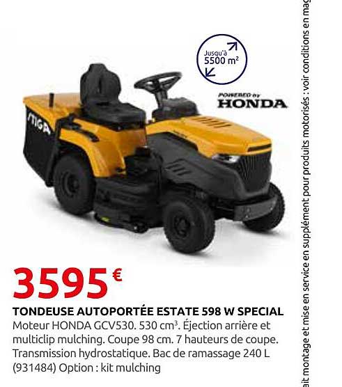 TONDEUSE AUTOPORTÉE ESTATE 598 W SPECIAL