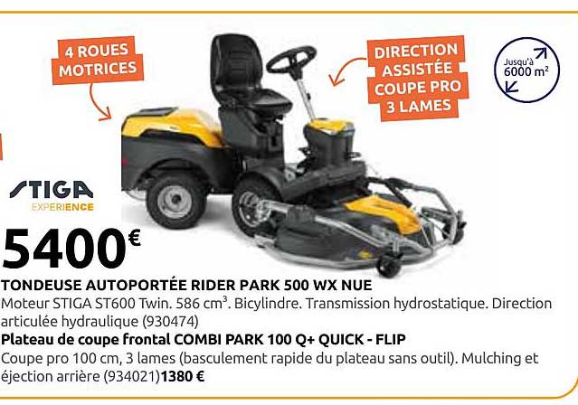 TONDEUSE AUTOPORTÉE RIDER PARK 500 WX NUE