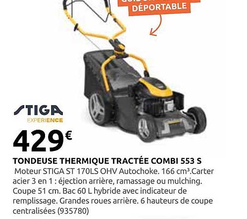 TONDEUSE THERMIQUE TRACTÉE COMBI 553 S