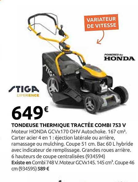 TONDEUSE THERMIQUE TRACTÉE COMBI 753 V