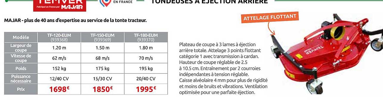 TONDEUSES A EJECTION ARRIERE