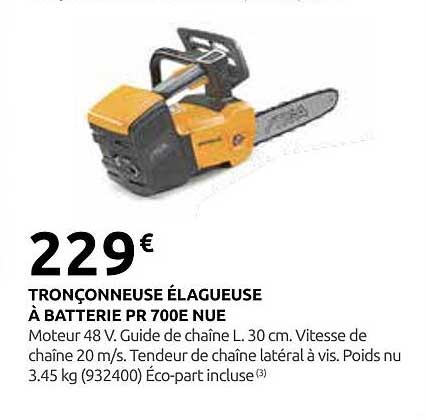 TRONÇONNEUSE ÉLAGUEUSE À BATTERIE PR 700E NUE