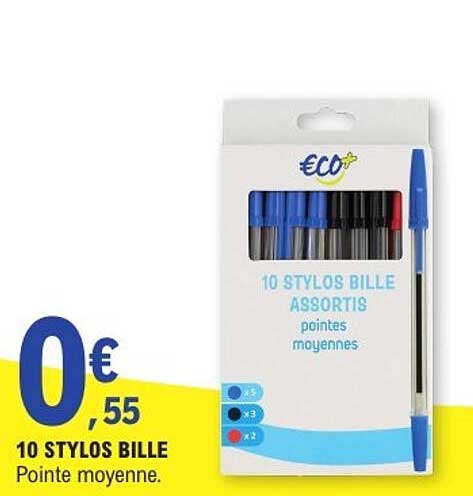 10 STYLOS BILLE ASSORTIS