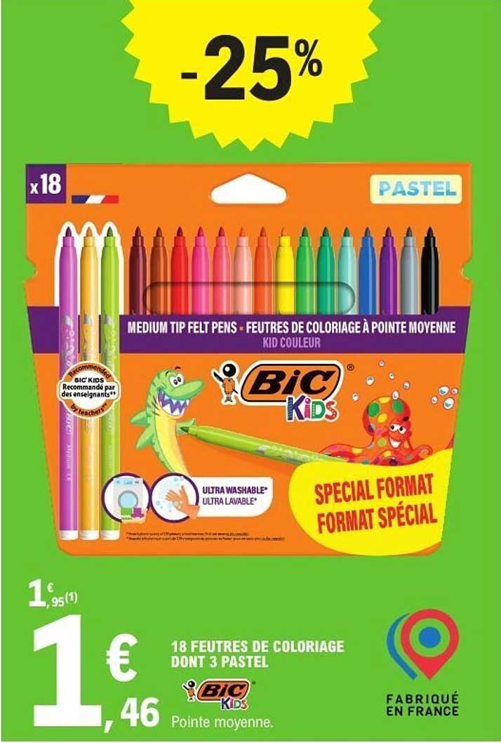 18 Feutres de coloriage à pointe moyenne BIC Kids