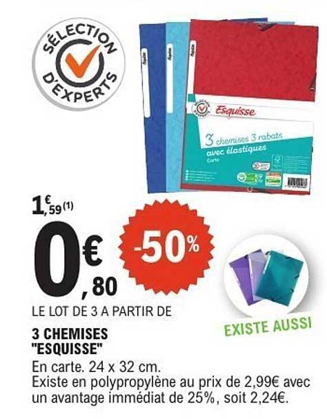3 CHEMISES "ESQUISSE"