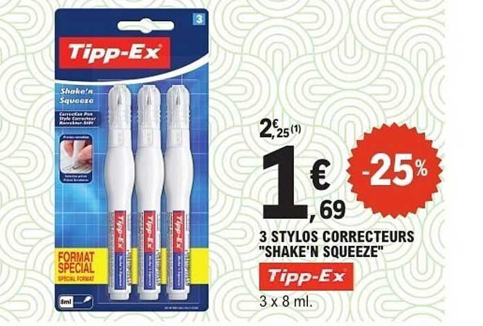 3 STYLOS CORRECTEURS "SHAKE'N SQUEEZE"