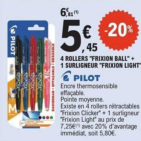 4 ROLLERS "FRIXION BALL" + 1 SURLIGNEUR "FRIXION LIGHT"