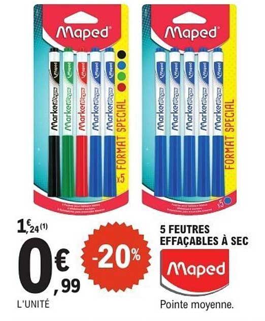 5 FEUTRES EFFACABLES À SEC Maped -20%