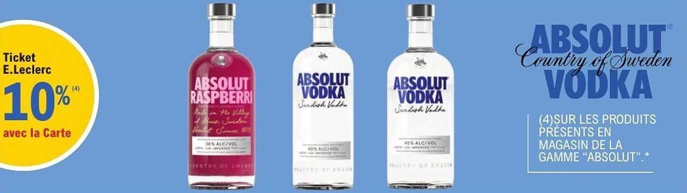 ABSOLUT VODKA - 10% de réduction avec la Carte E.Leclerc