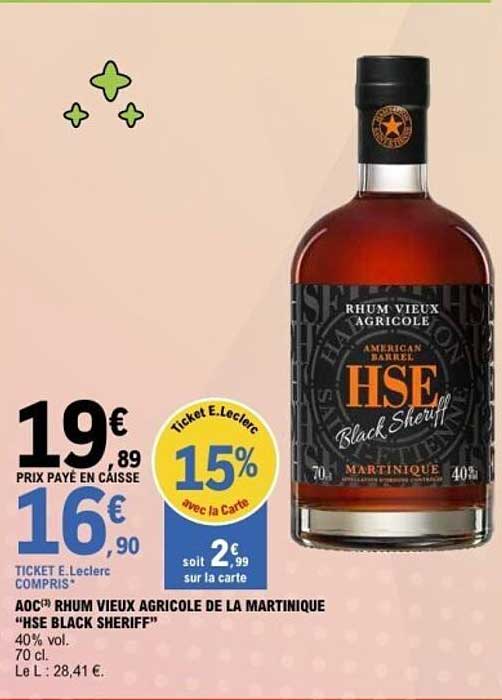 AOC® RHUM VIEUX AGRICOLE DE LA MARTINIQUE “HSE BLACK SHERIFF”