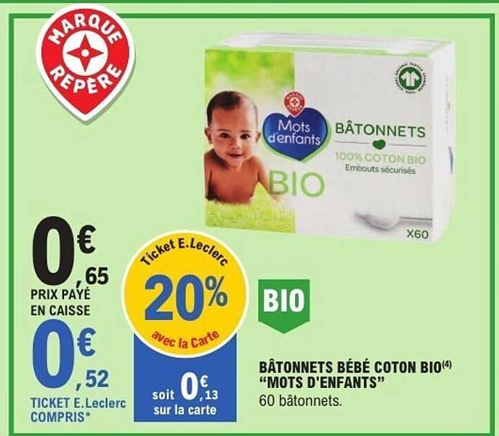 Bâtonnets Bébé Coton BIO "Mots d'enfants"