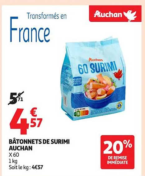 BÂTONNETS DE SURIMI AUCHAN