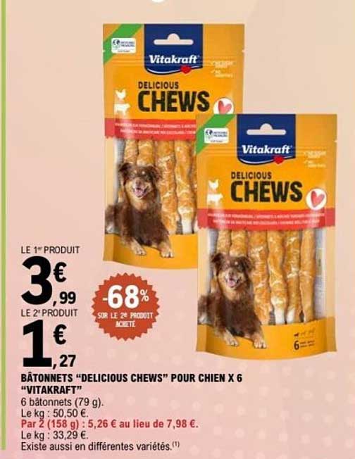 Bâtonnets “Delicious Chews” pour chien x 6 “Vitakraft”
