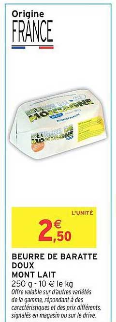 BEURRE DE BARATTE DOUX MONT LAIT