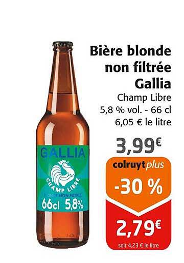Bière blonde non filtrée Gallia