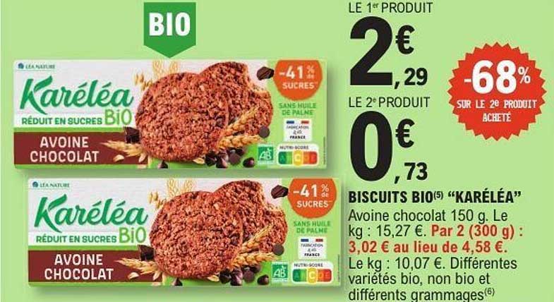 BISCUITS BIO "Karéléa" Avoine Chocolat