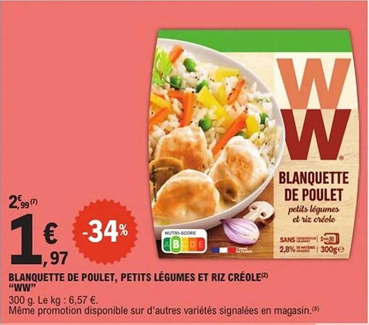 BLANQUETTE DE POULET, PETITS LÉGUMES ET RIZ CRÉOLE "WW"