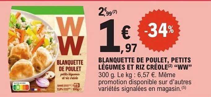 BLANQUETTE DE POULET, PETITS LÉGUMES ET RIZ CRÉOLE "WW"