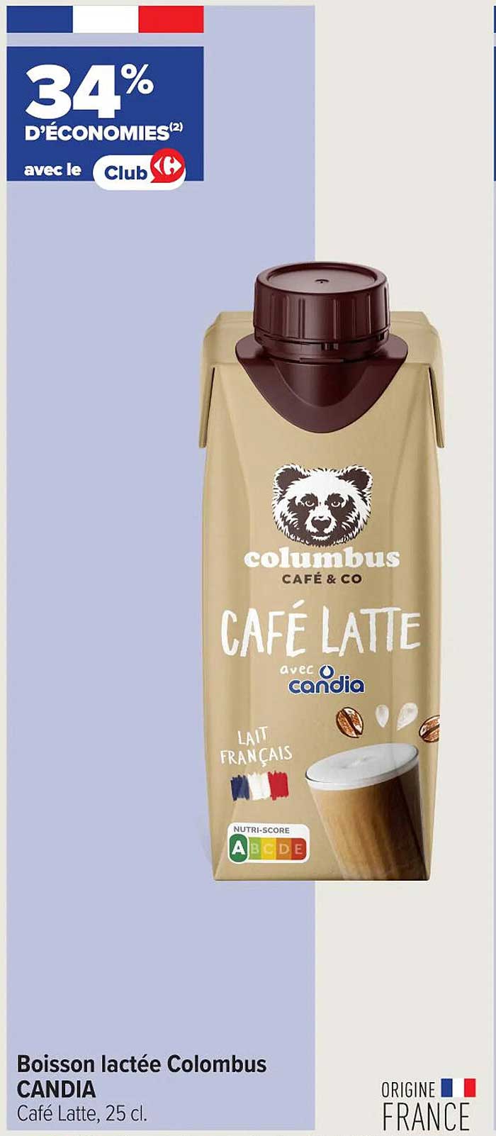 Boisson lactée Columbus CANDIA Café Latte, 25 cl