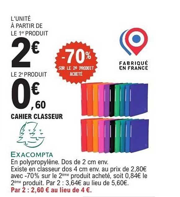Cahier Classeur Exacompta à partir de 2€