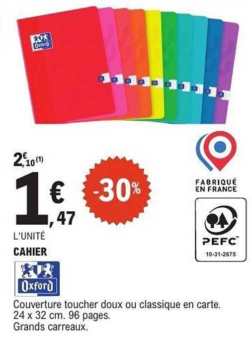 Cahier Oxford - 30% de réduction