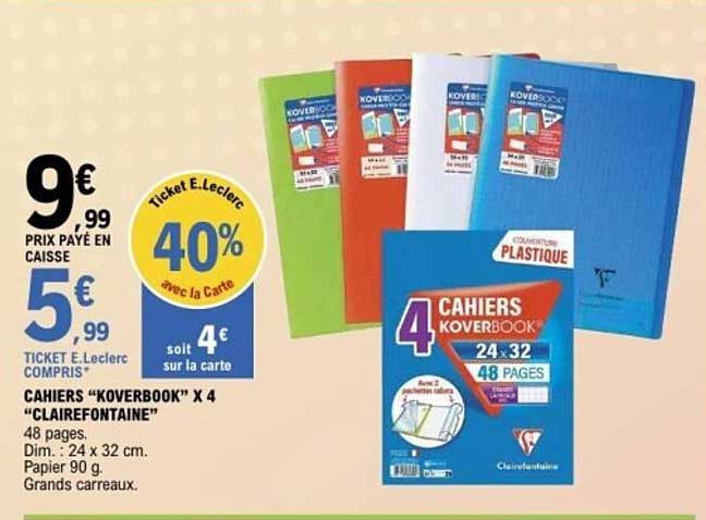 CAHIERS “KOVERBOOK” X 4 “CLAIRE FONTAINE”